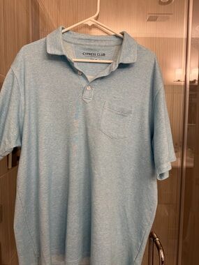 Cypress Club Men's Heather Sky Polo with Chest Pocket